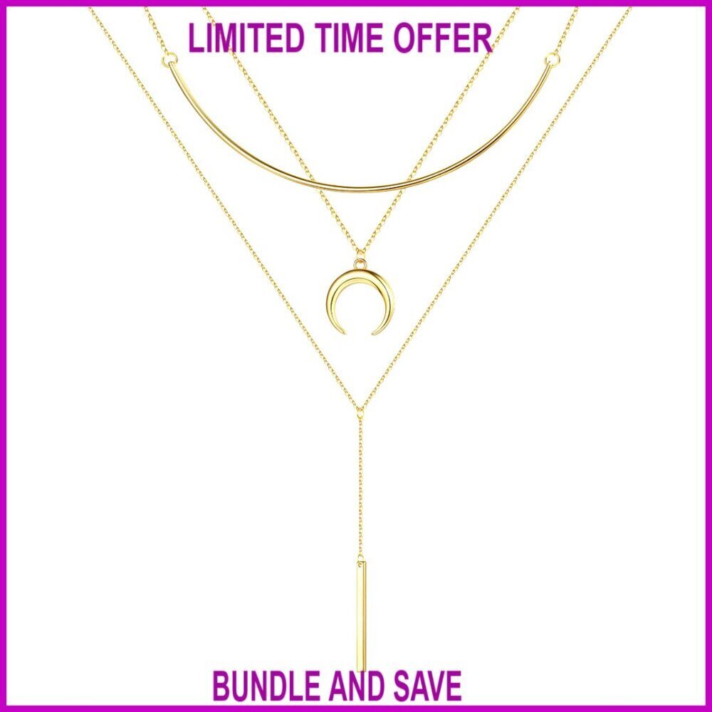 14K Gold Plated Layered Choker Necklace Set, Adjustable Dainty Jewelry